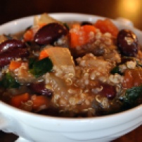 Quinoa Minestrone: https://vedgedout.com/2012/11/26/breaking-a-fast-quinoa-minestrone/