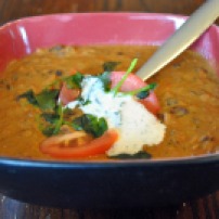 Cheesy Smoky Spicy Black Bean Soup: https://vedgedout.com/2013/01/10/vedged-out-2013-green-smoothie-challenge-day-4/